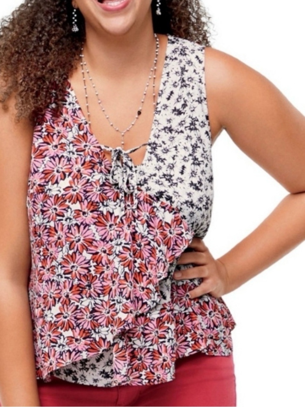 CAbi 5730 Seraphina Floral Sleeveless Wrap Top Size Small
